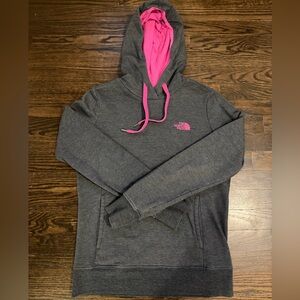 The North Face Women's Grey and Pink Hoodie